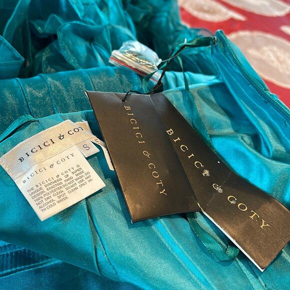BICICI & COTY Strapless Teal Gown Rhinestones accent Size S Special Occasion NWT - Picture 10 of 15